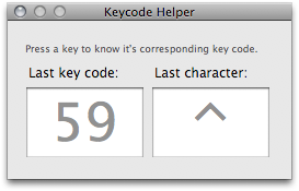 The Keycode Helper window